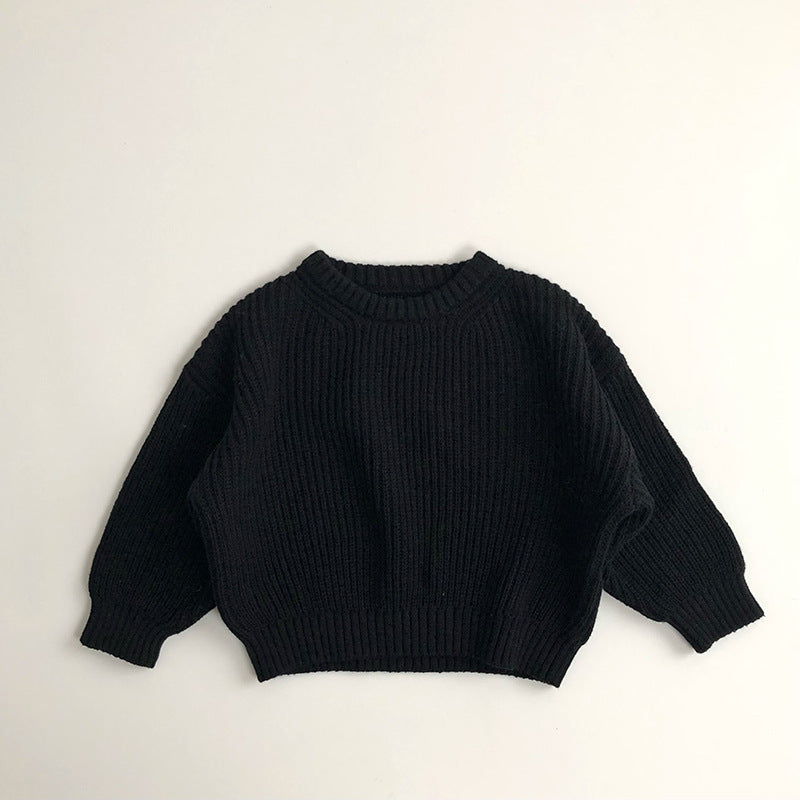 Black chunky rib knit toddler sweater