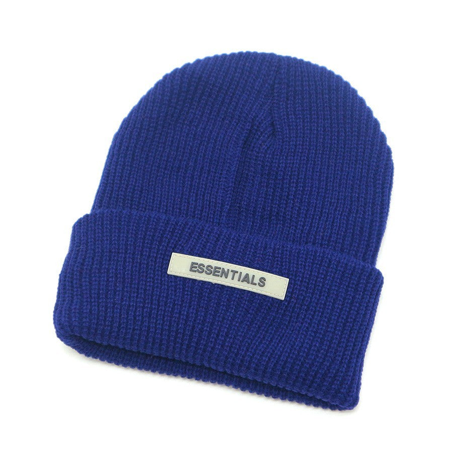 Royal blue ribbed knit kids beanie