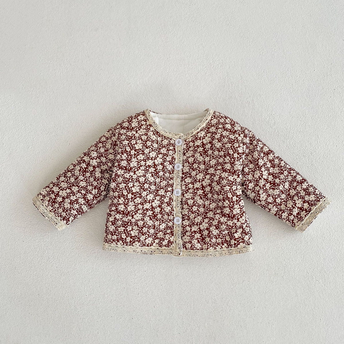 Brown floral padded baby jacket