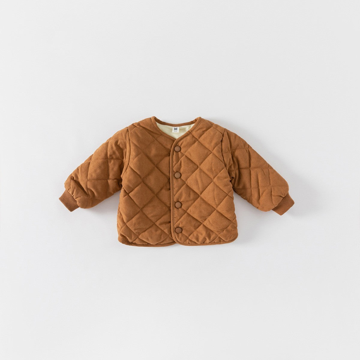 Brown diamond quilted baby jacket