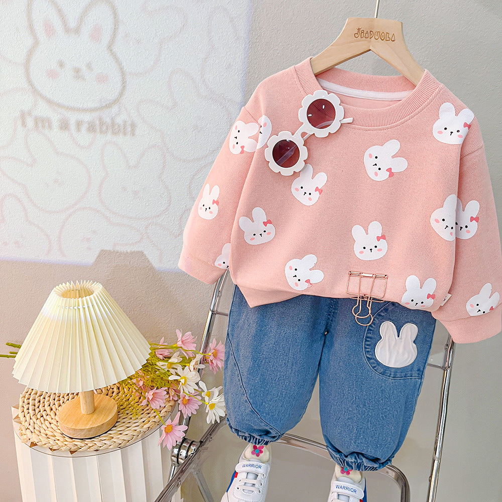 Casual Cartoon T-Shirt & Pants Set