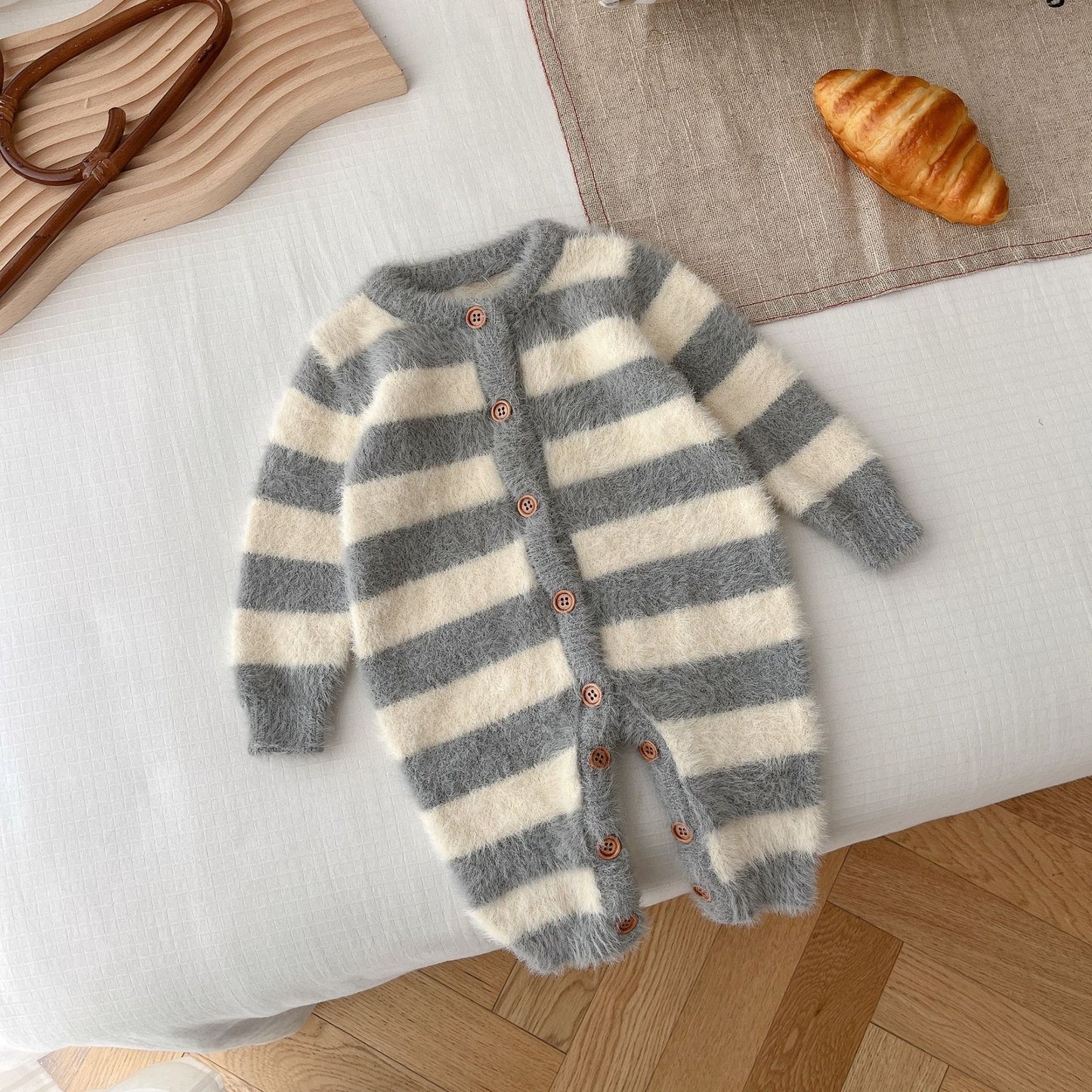 Baby Jumpsuit Baby Mink Fur Striped Romper