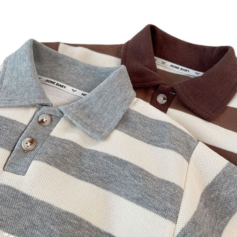 Boys Polo Collar Striped Sweater