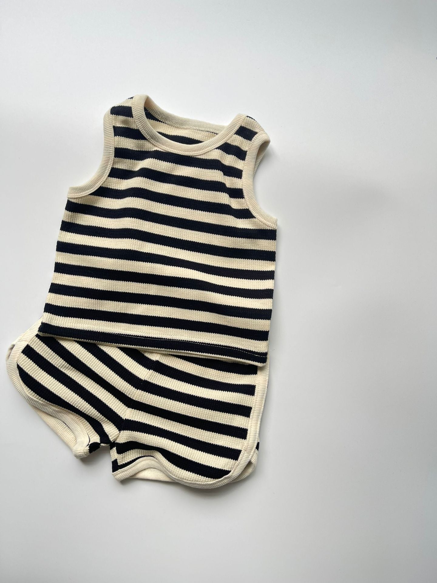 Striped Round Neck Vest & Shorts