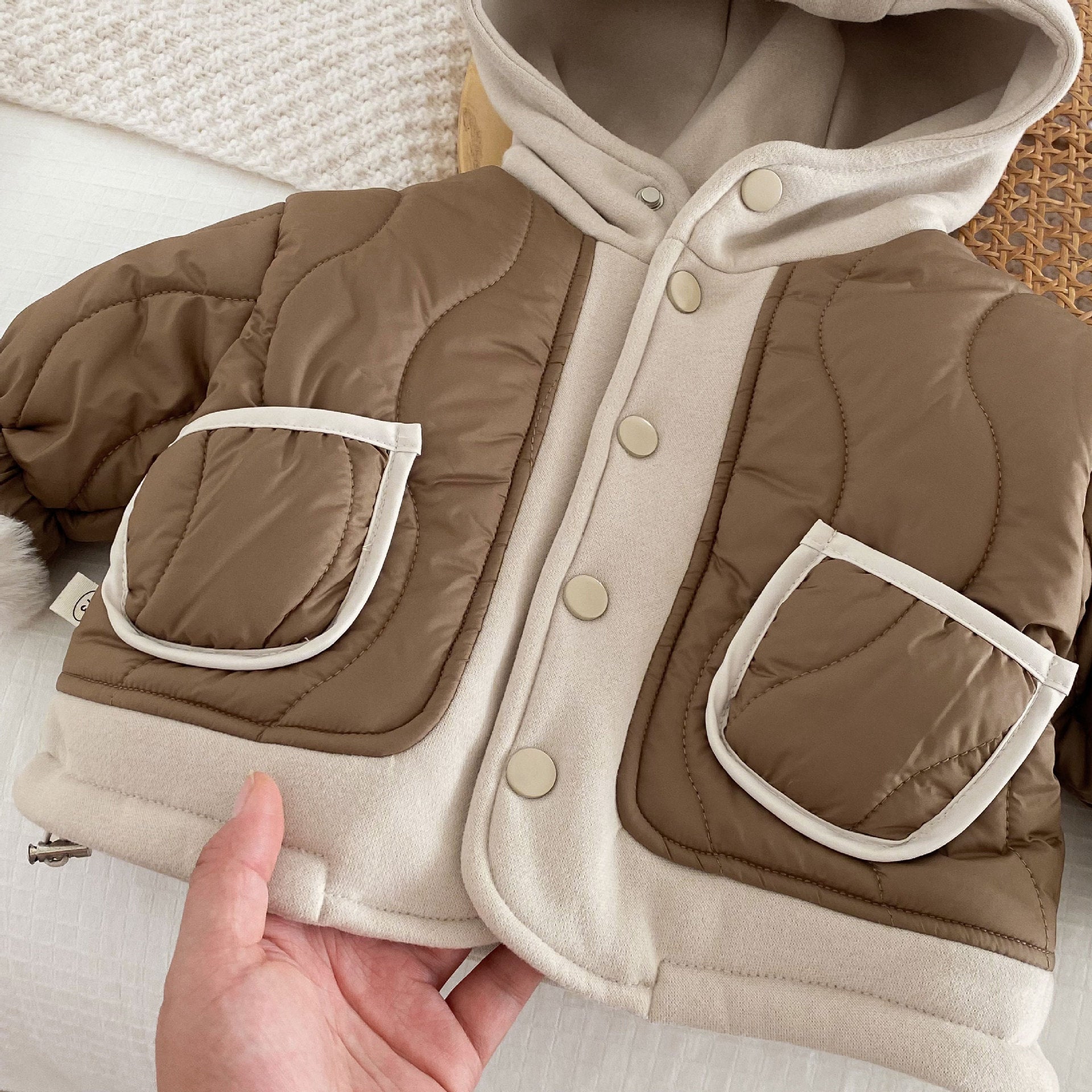 Child Clip Cotton Jacket Thick Hooded Top