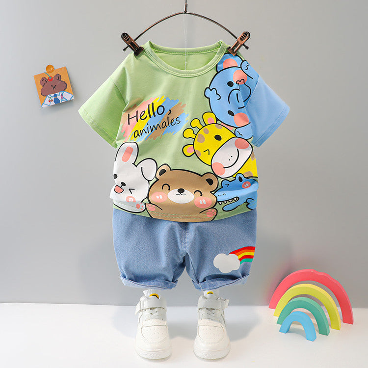 Denim Animal T-shirt & Pants Set