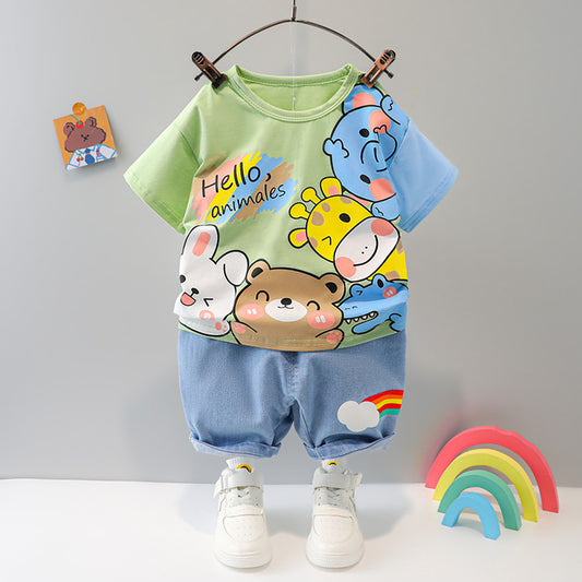 Denim Animal T-shirt & Pants Set