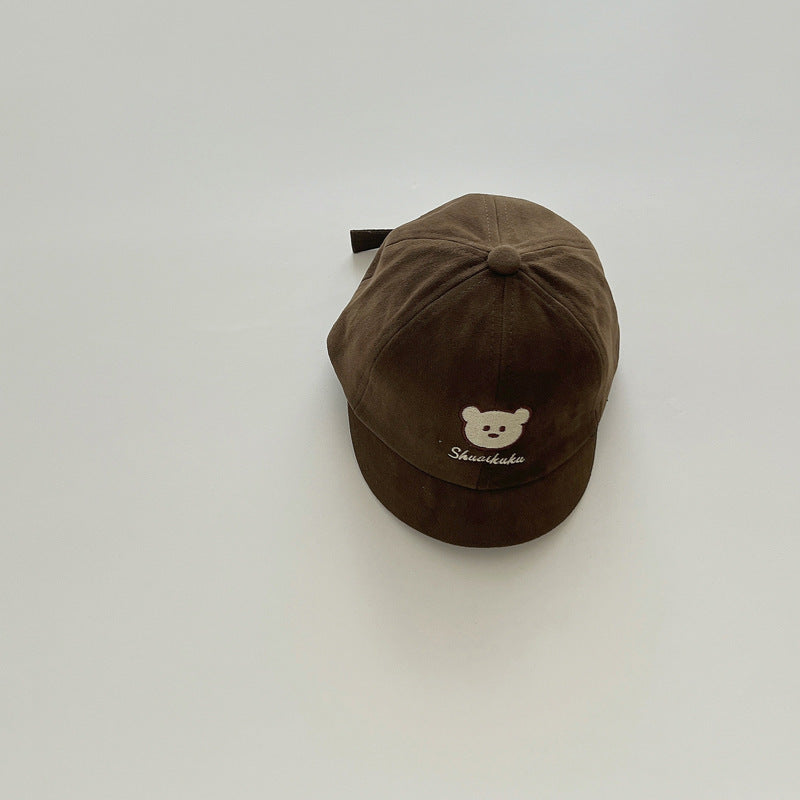 Coffee brown bear embroidered baby cap