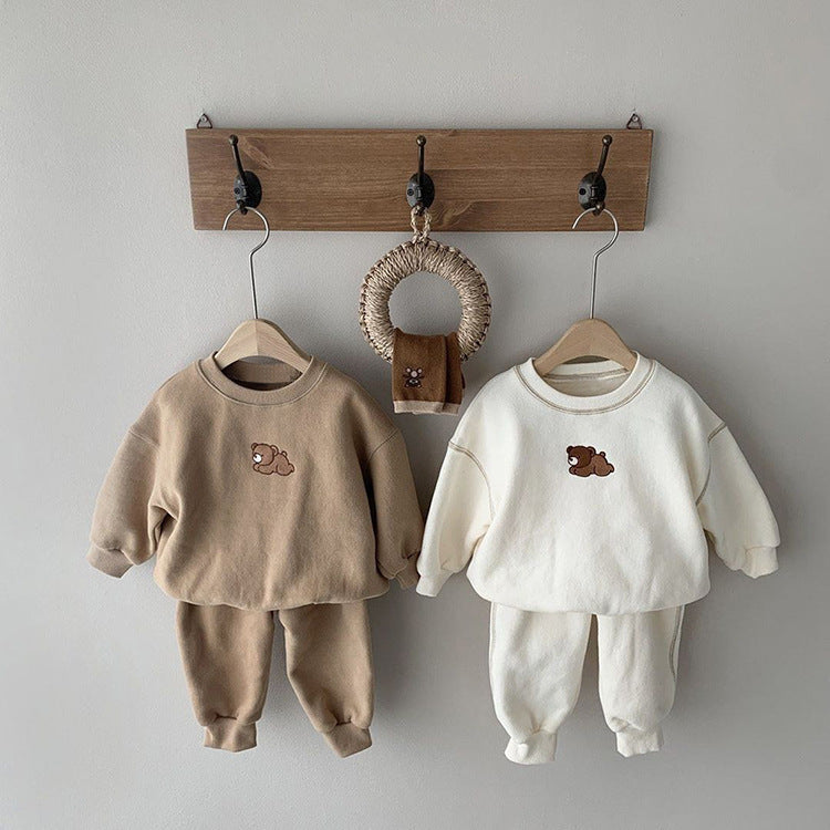 Coffee and cream bear sweatshirt sets on hooks