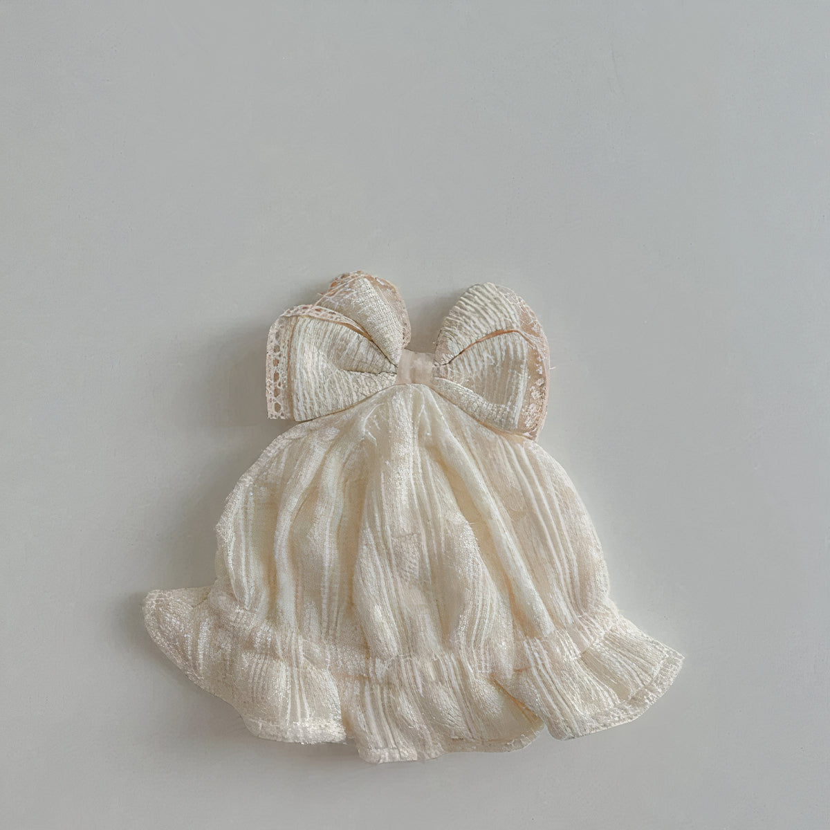 Cream cotton baby sun hat with cream bow