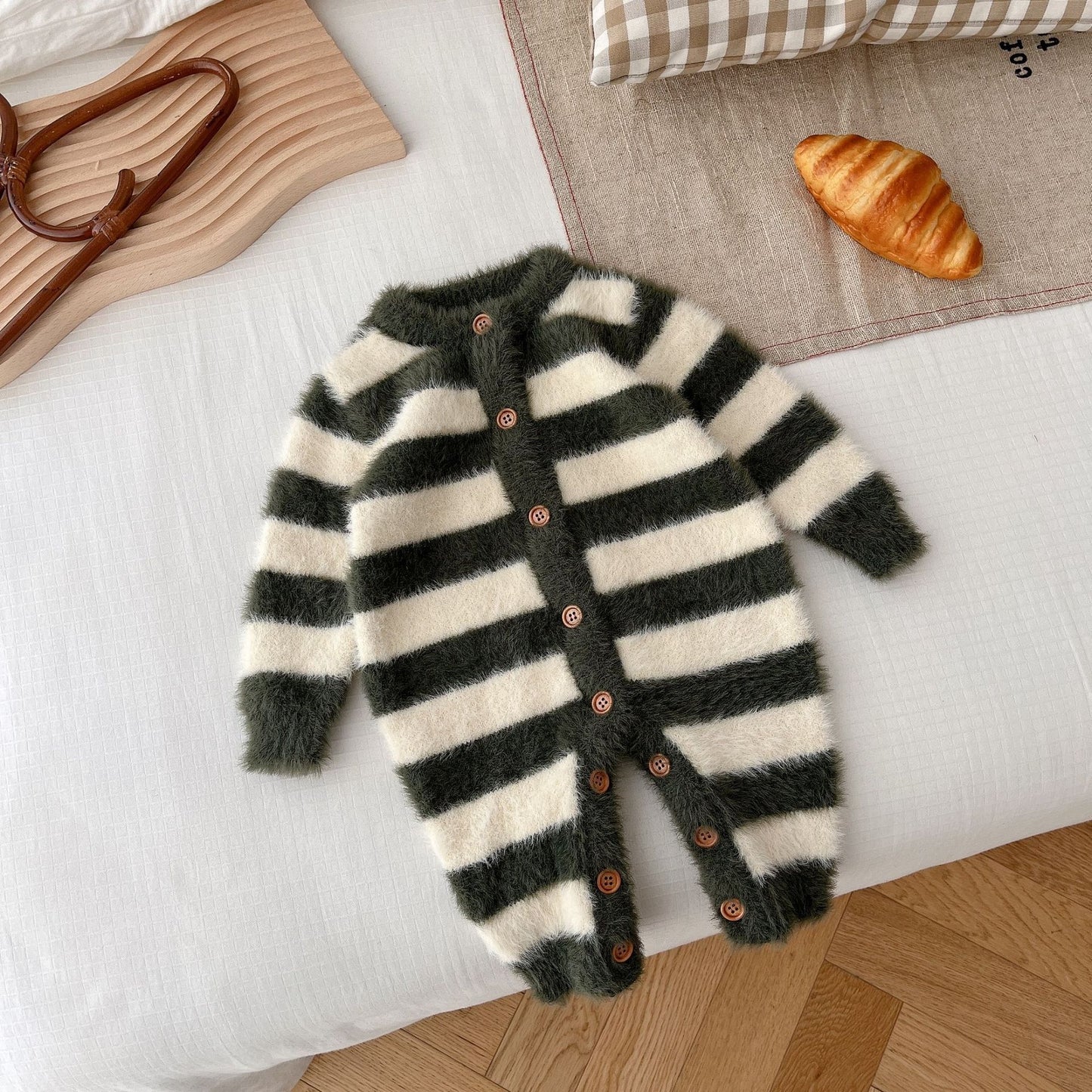 Baby Jumpsuit Baby Mink Fur Striped Romper