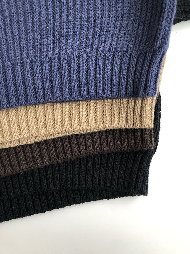 Solid Color Round Neck Sweater