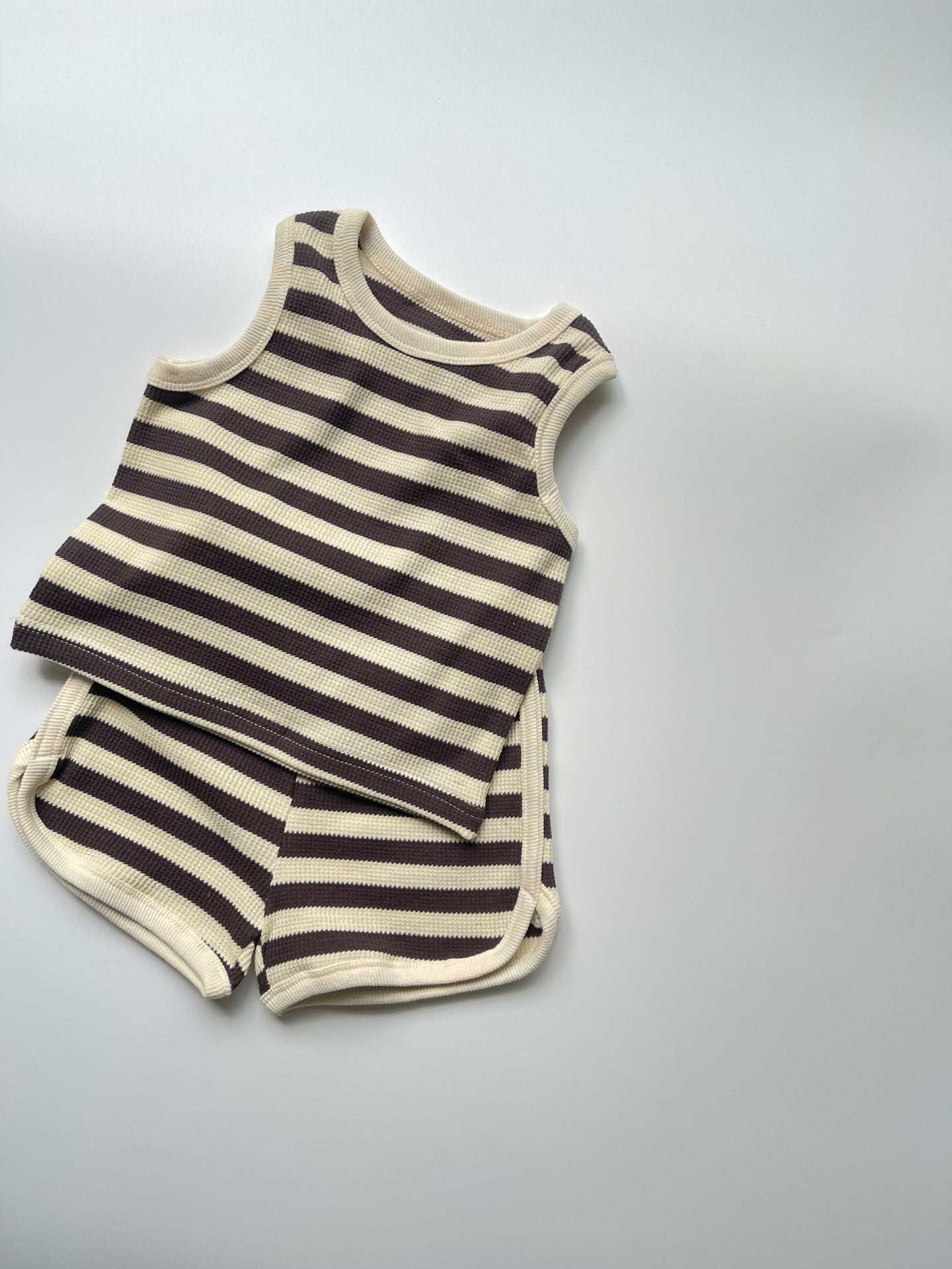 Striped Round Neck Vest & Shorts