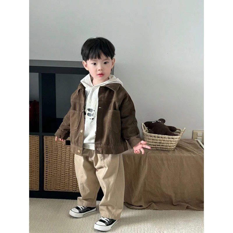 Boys' Casual Long-sleeved Button Cardigan Jacket