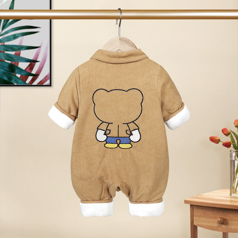 Baby Waffle Double Layer Bear Jumpsuit