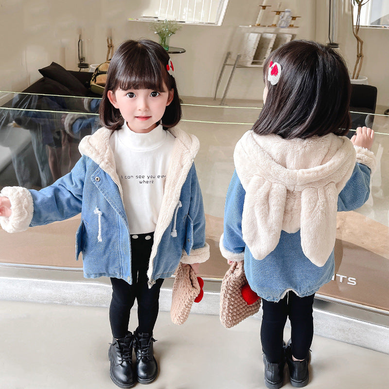 Girls' Denim Rabbit Ears Jacket