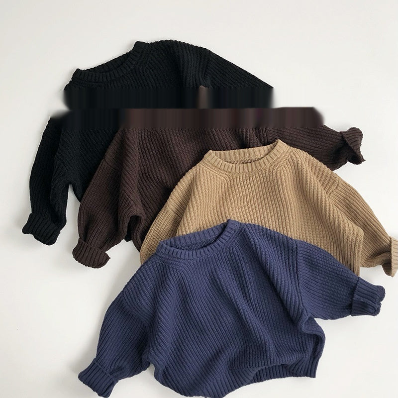 Solid Color Round Neck Sweater