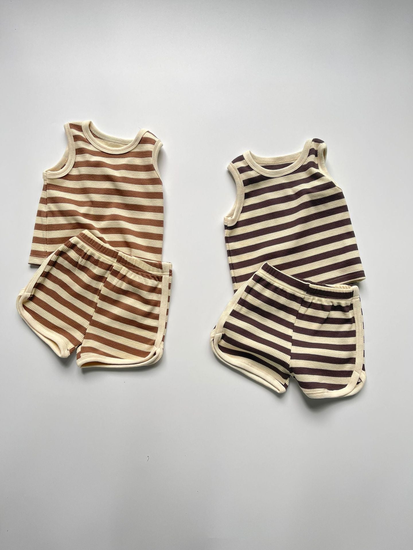 Striped Round Neck Vest & Shorts