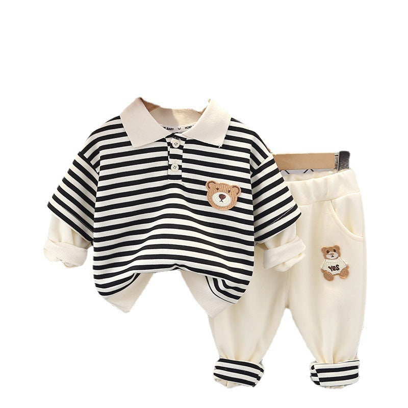 Pattern Bear sweatshirt & Trousers Set