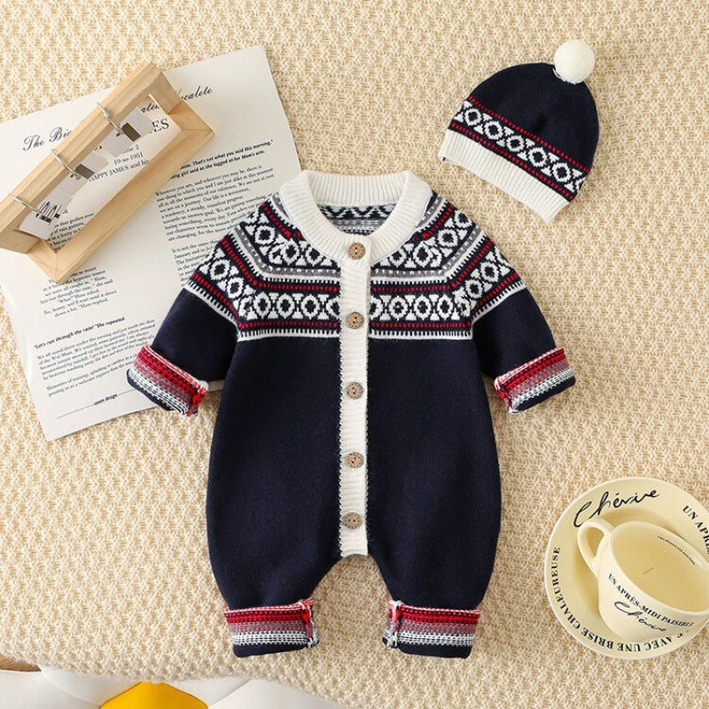 Western Style Knitted Romper & Hat