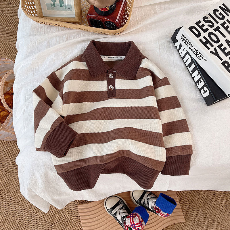 Boys Polo Collar Striped Sweater