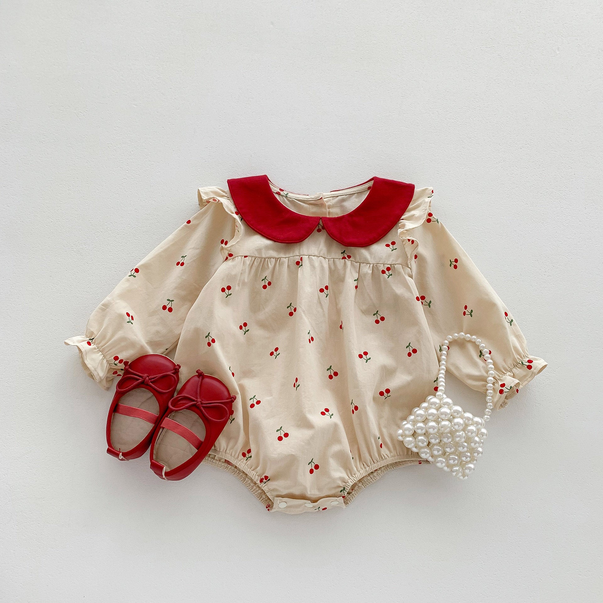 Sweet Cherry Print Baby Jumpsuit