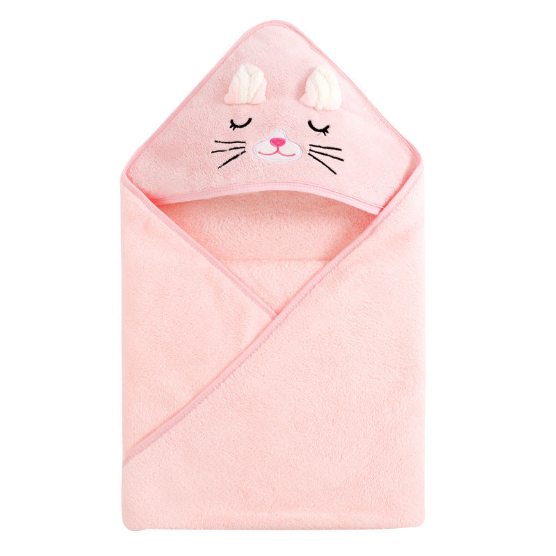 Cute Cartoon Hugging Quilt Coral Fleece Hooded Bath Towel