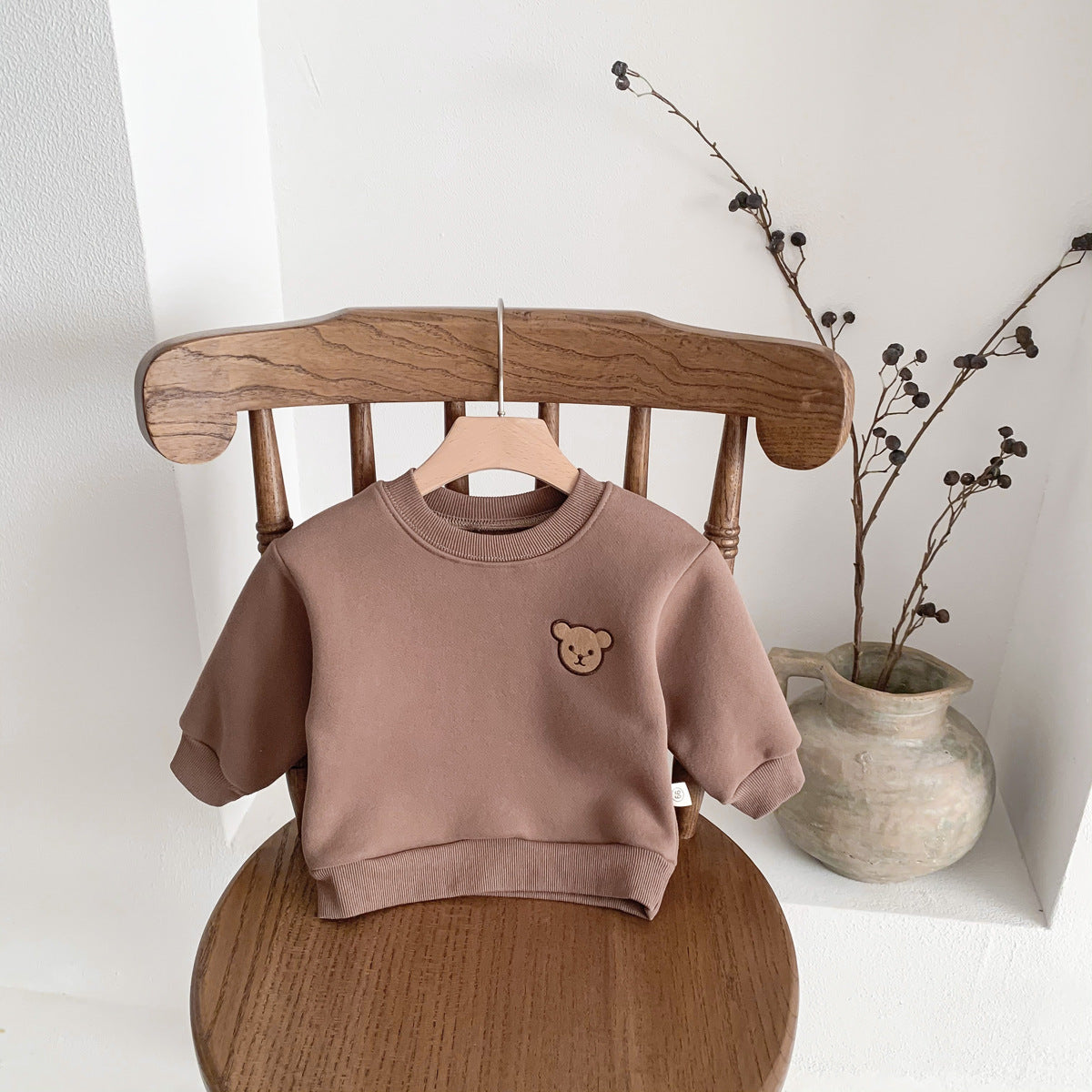 Warm Round Neck Bear Sweatshirt