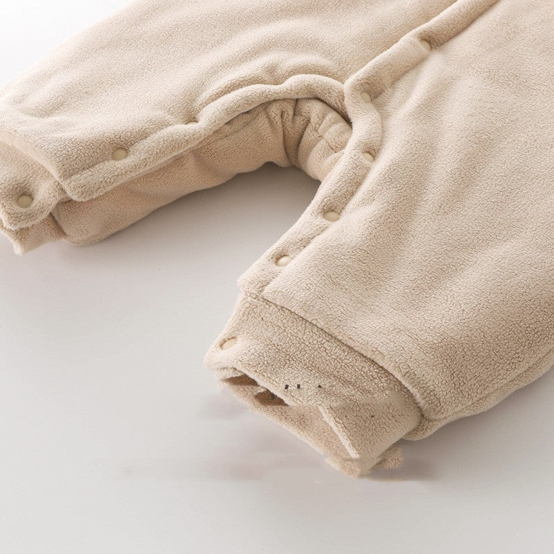Close-up of ribbed cuff on fleece jumpsuit