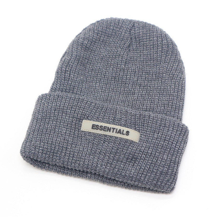 Grey ribbed knit kids beanie