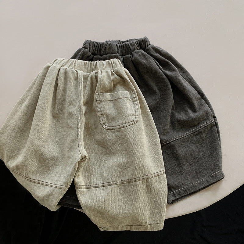 Back view of harem pants showing patch pocket