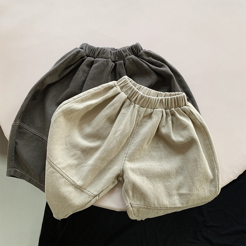 Beige and gray loose harem pants for toddlers