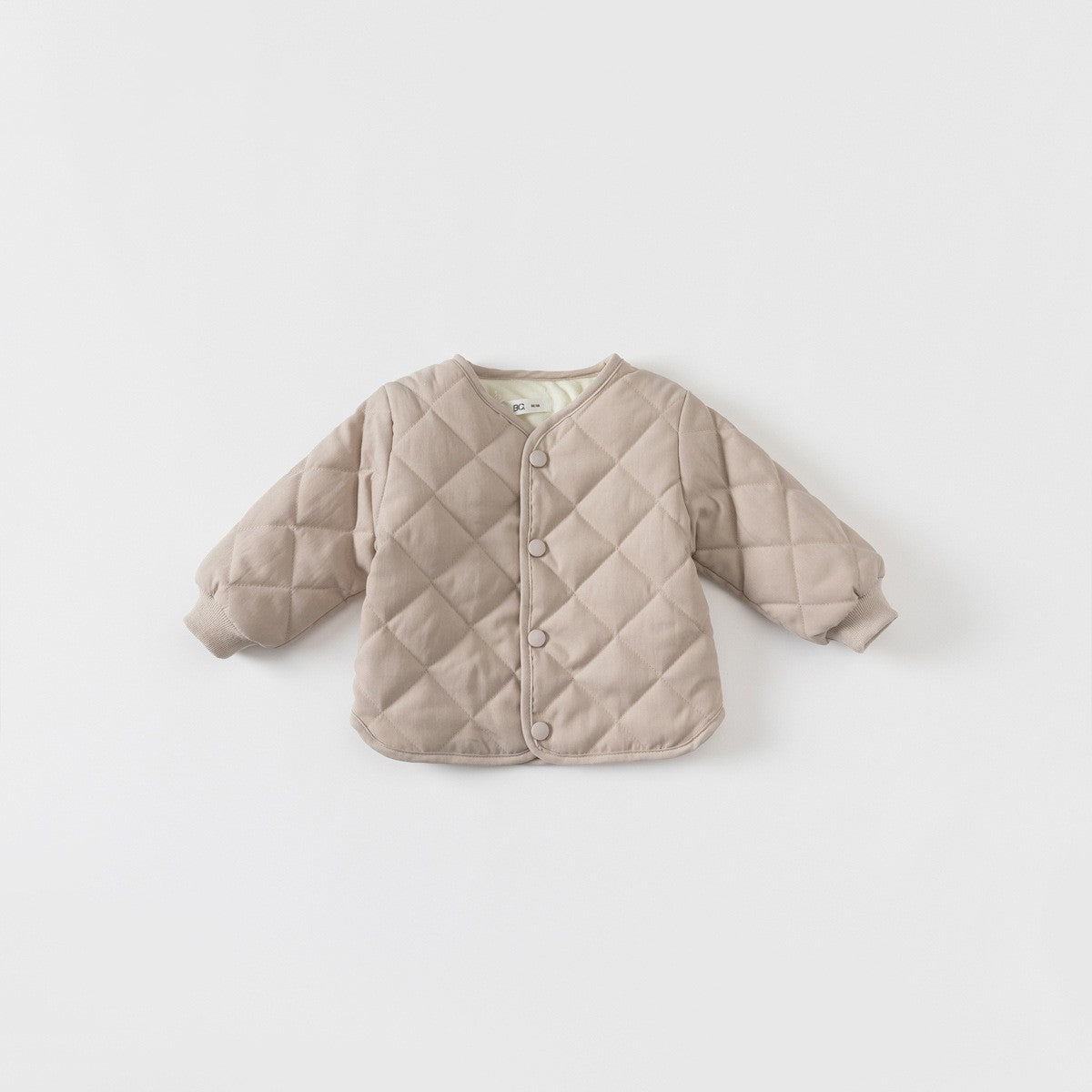 Khaki diamond quilted baby jacket