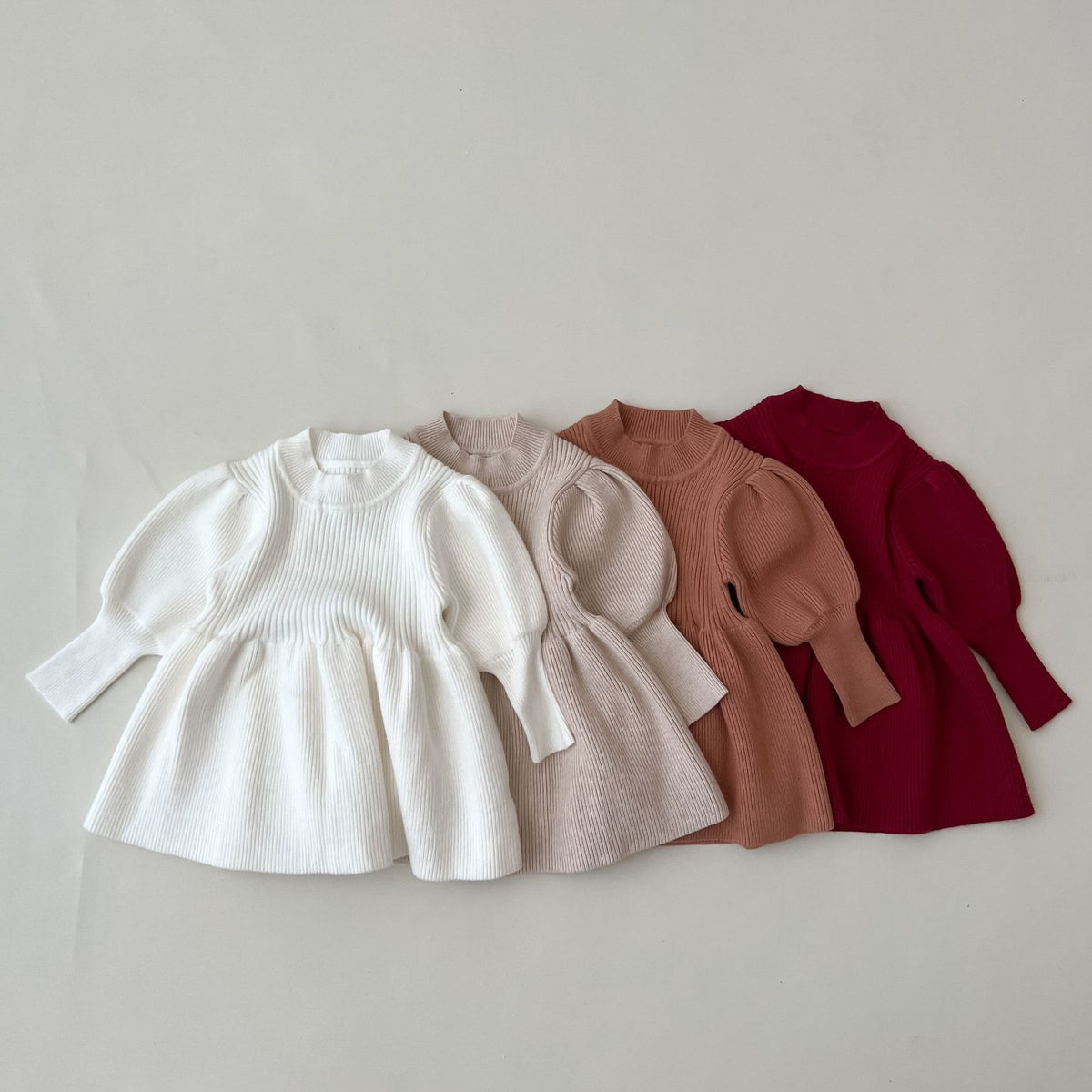 White, pink, brown and wine red knit skater dresses