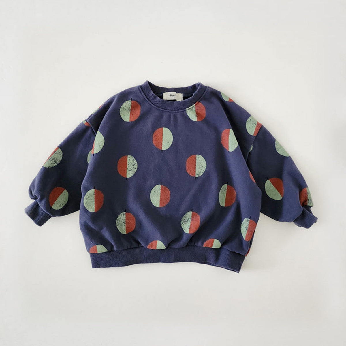 Navy dot print pajama sweatshirt top