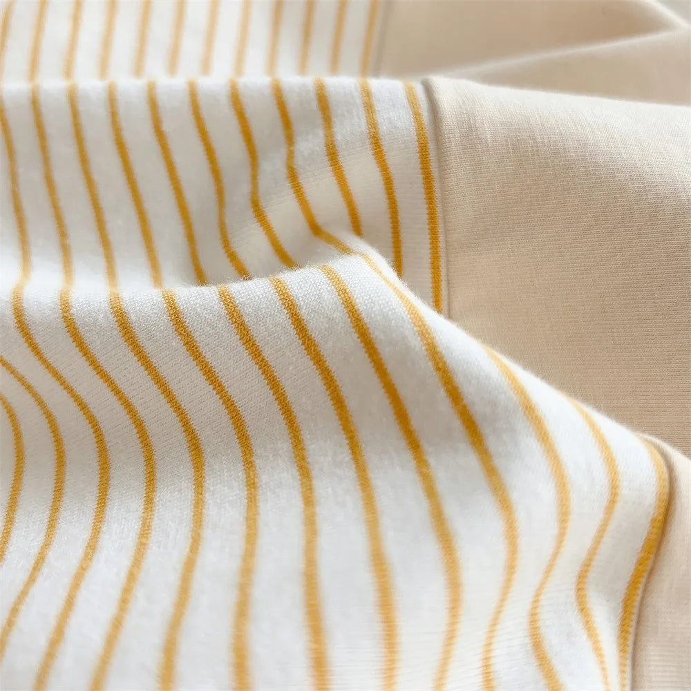 Close-up of yellow striped fabric