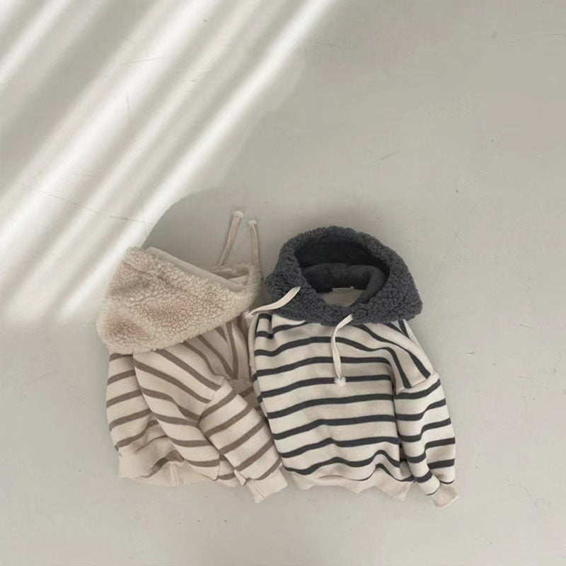 Coffee and black striped baby hoodies