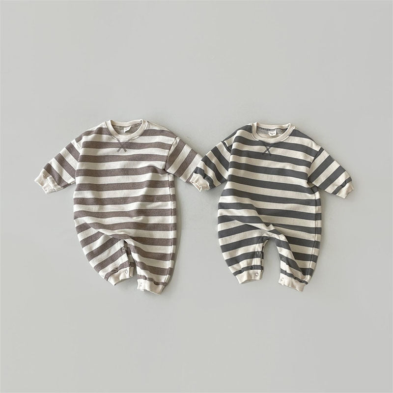 Brown and black striped sweatshirt baby rompers