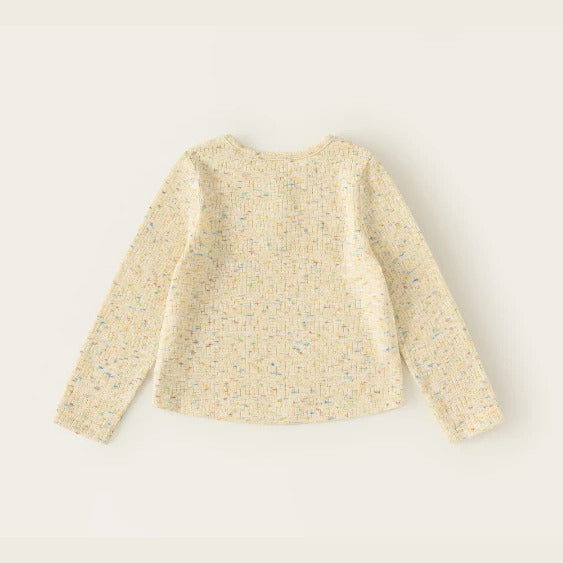 Back view of the butter yellow long sleeve top