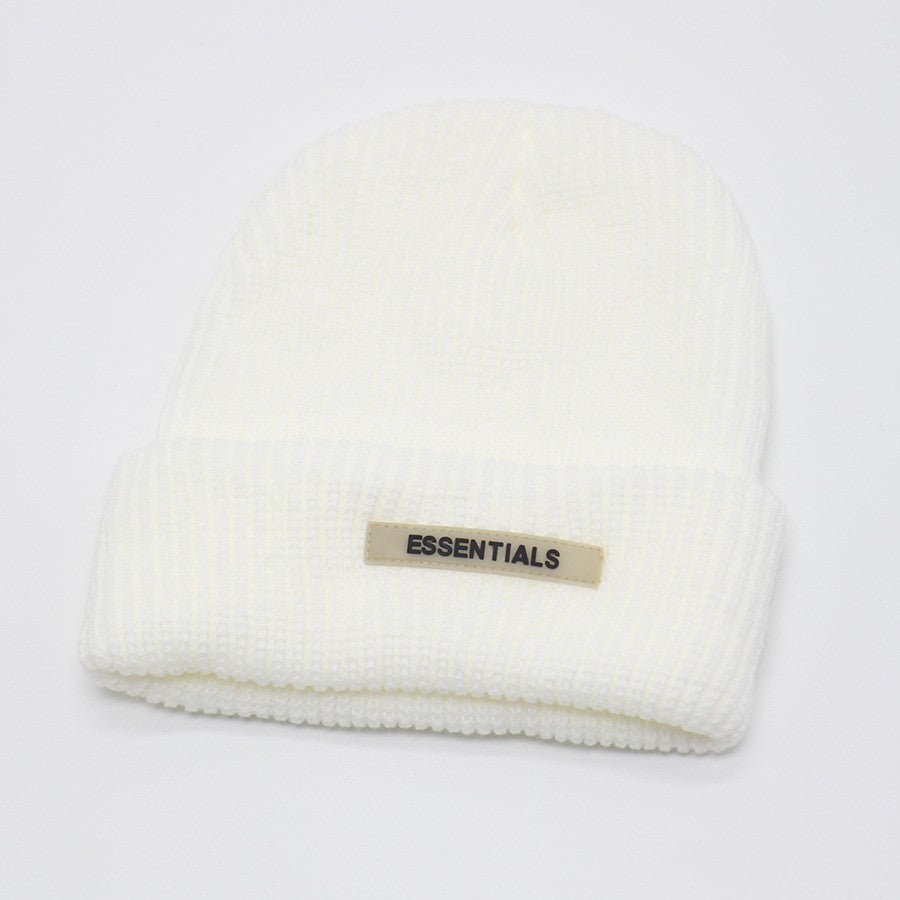 White ribbed knit kids beanie