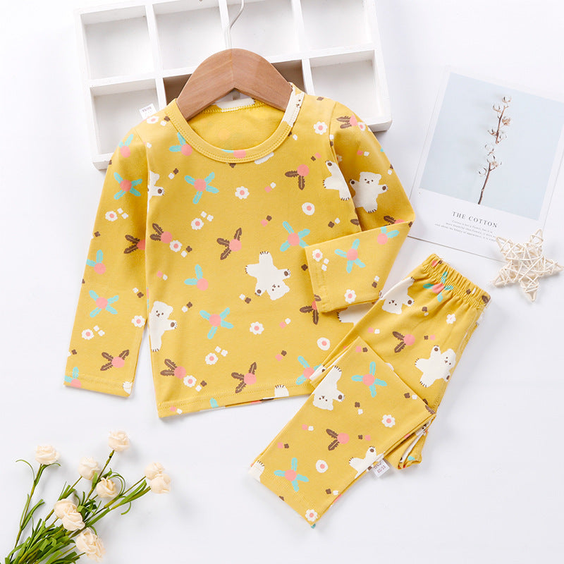 Yellow butterfly print pajama set