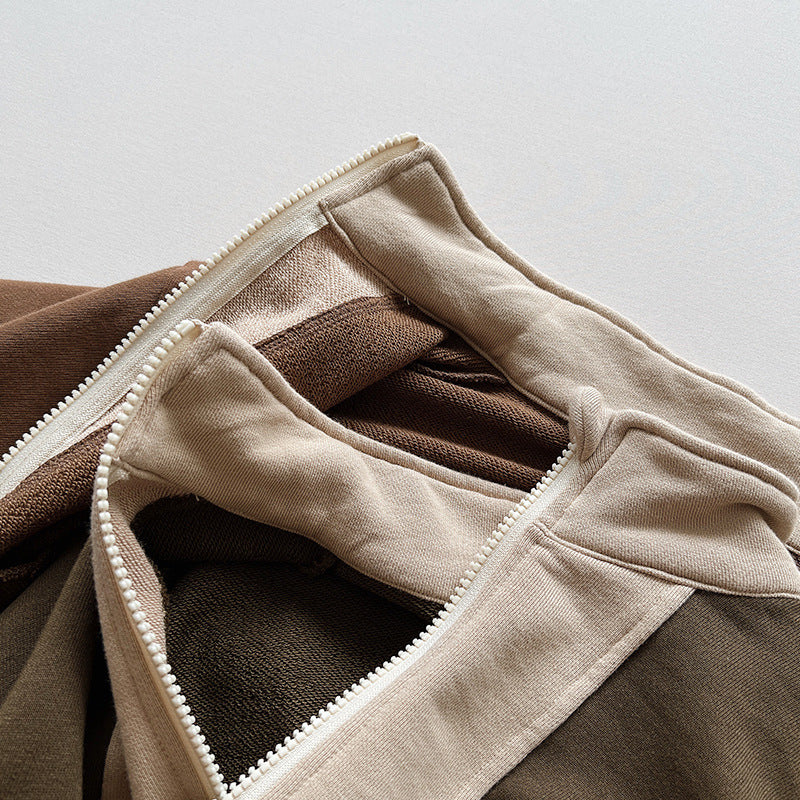 Close-up of zip collar and contrast stripe