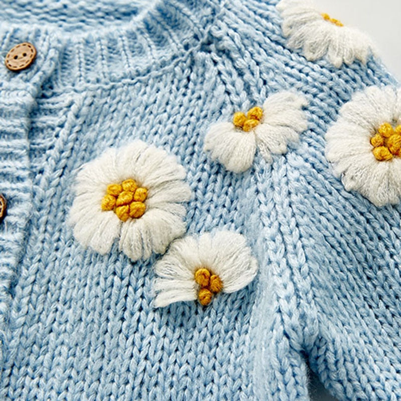 Daisy Flower Knitted Cardigan