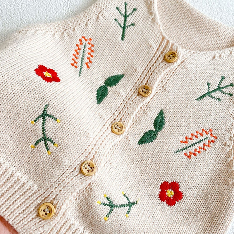 Knitted Embroidered Flower Vest