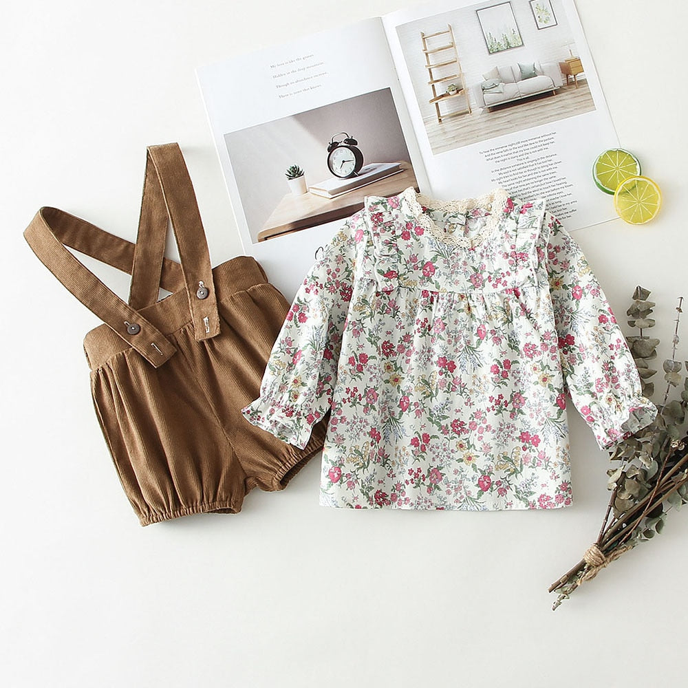 Floral Blouse Romper Dress