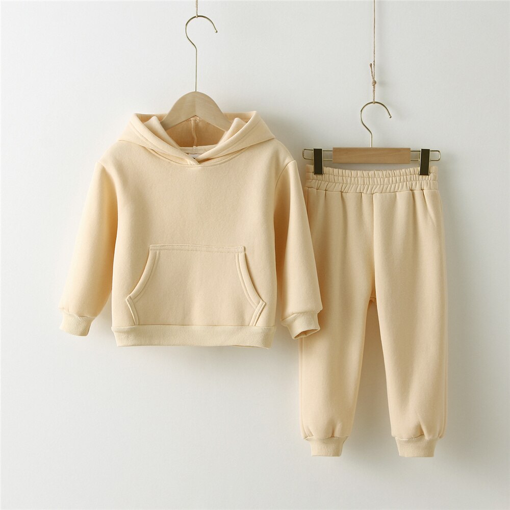 Solid Color Hoodie And Pants Set