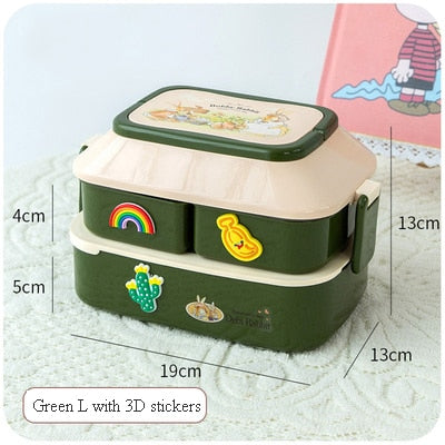 Cartoon Stickers Double Layers Lunch Box