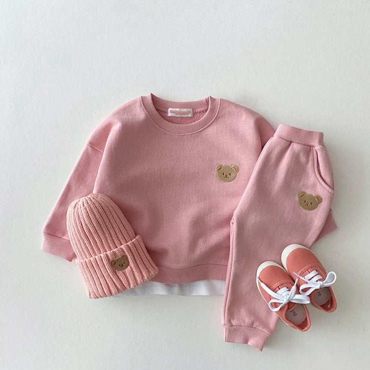 Cute Bear Sweatshirt & Pants Set