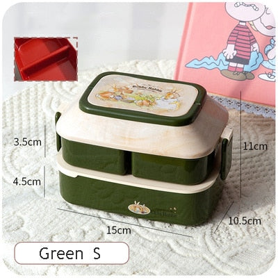 Cartoon Stickers Double Layers Lunch Box