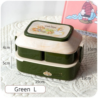 Cartoon Stickers Double Layers Lunch Box